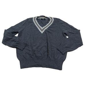 Caara‎ Women Large Sweater Gray V Neck Outline Long Sleeve Wool Angora Blend